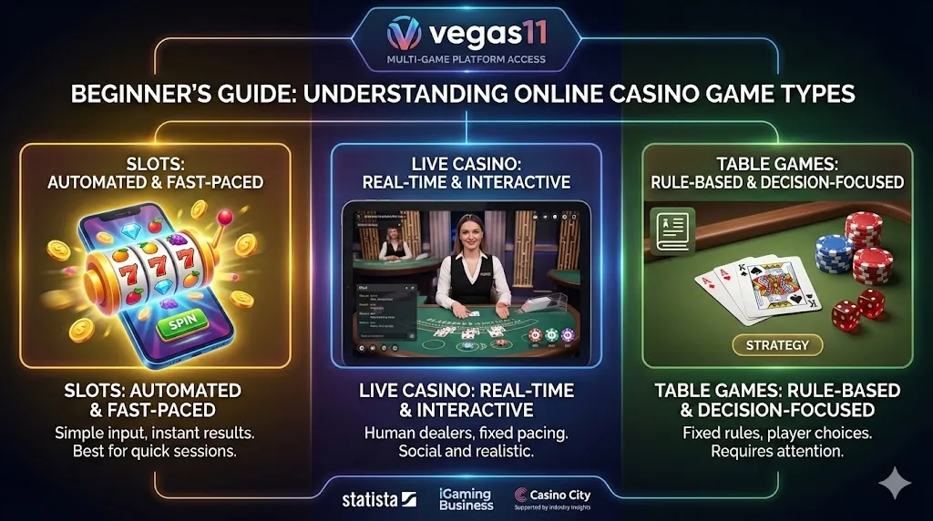 Casino Games Explained: Slots, Live Casino, and Table Games
