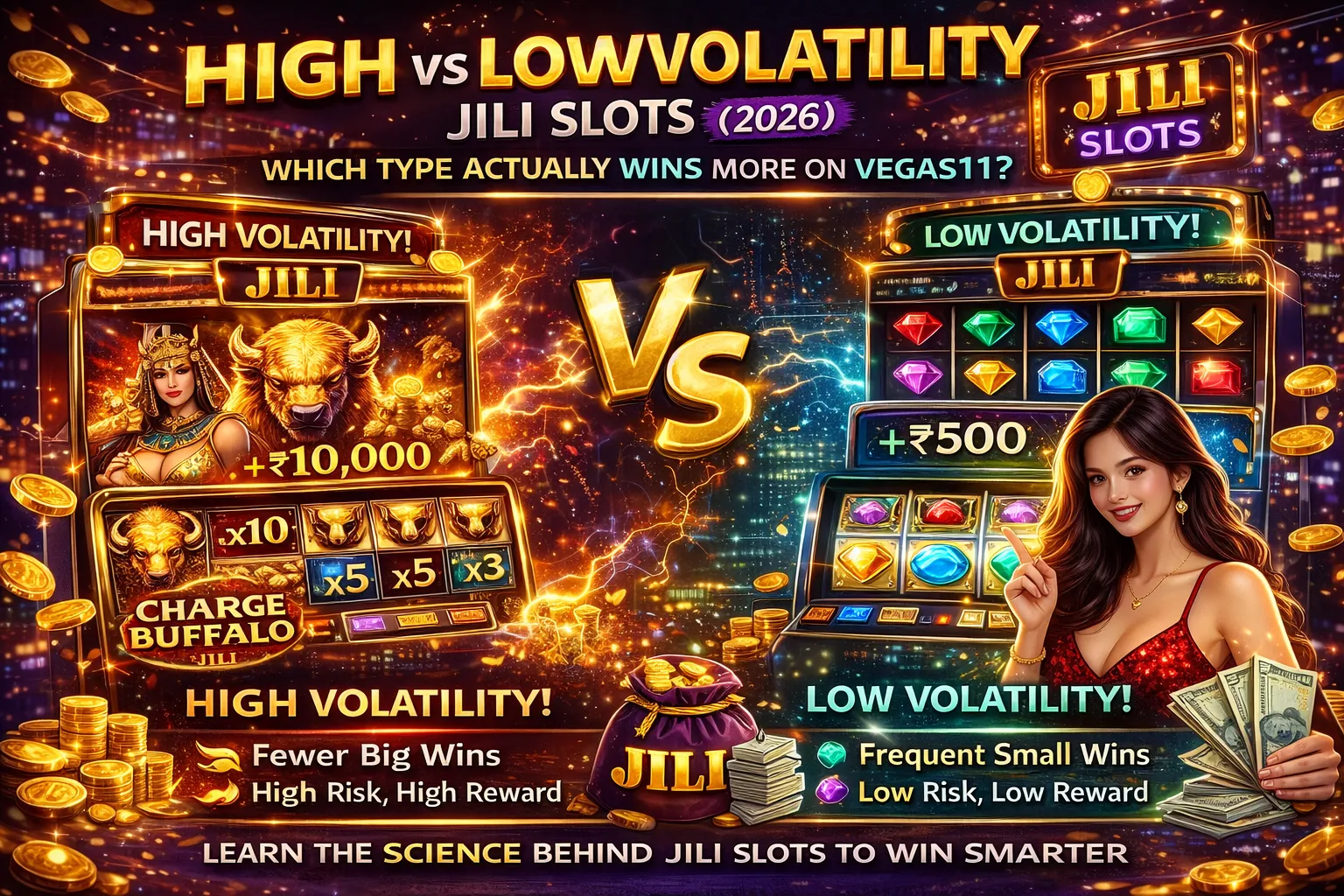 High vs Low Volatility JILI Slots (2026) | Which Type Actually Wins More on Vegas11?