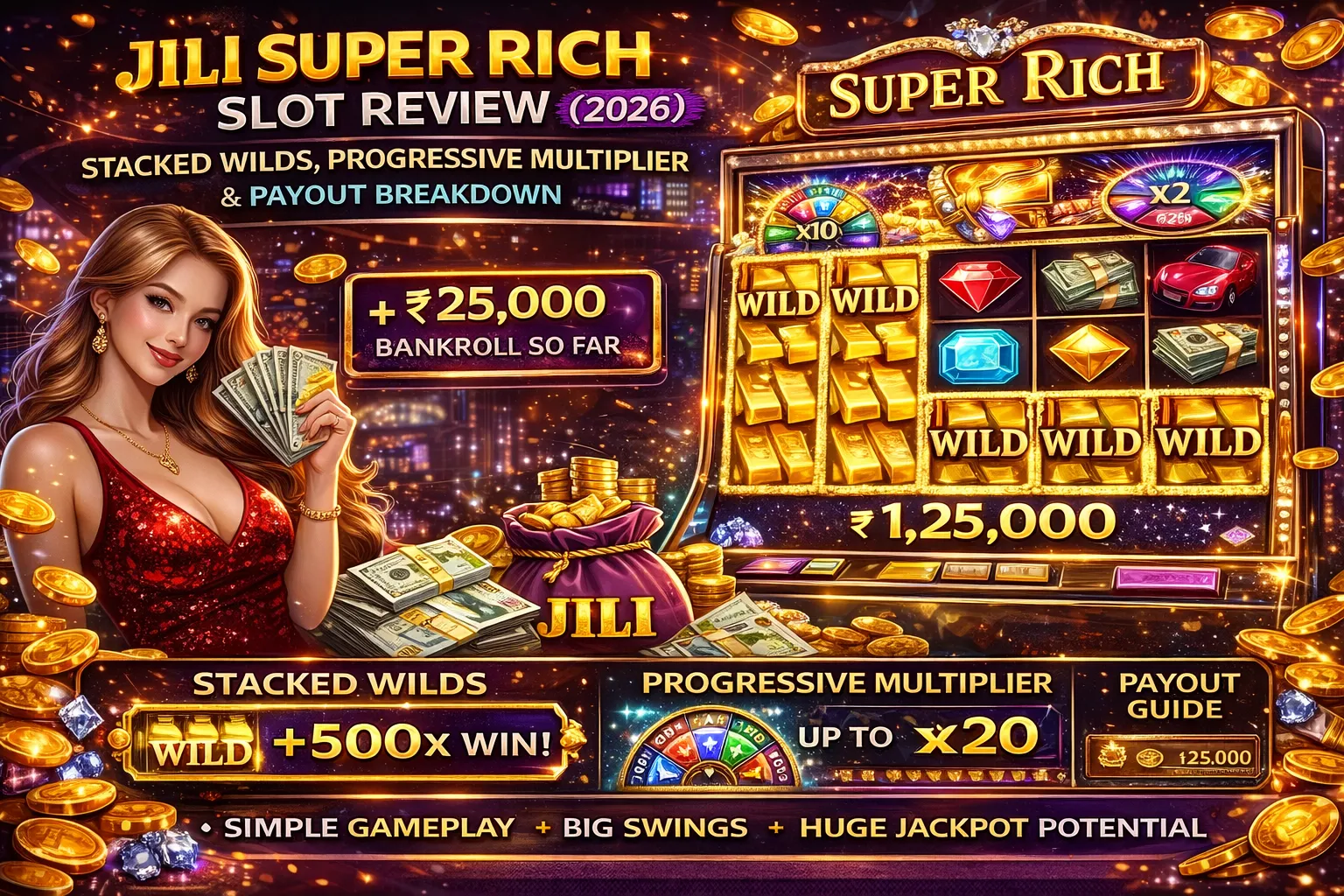 JILI Super Rich Slot Review (2026) | Stacked Wilds, Progressive Multiplier & Payout Breakdown