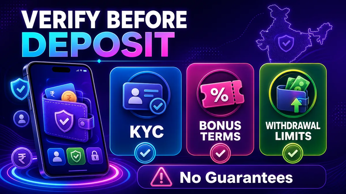 Vegas11 generated illustration with integrated text Verify Before Deposit KYC Bonus Terms Withdrawal Limits No Guarantees