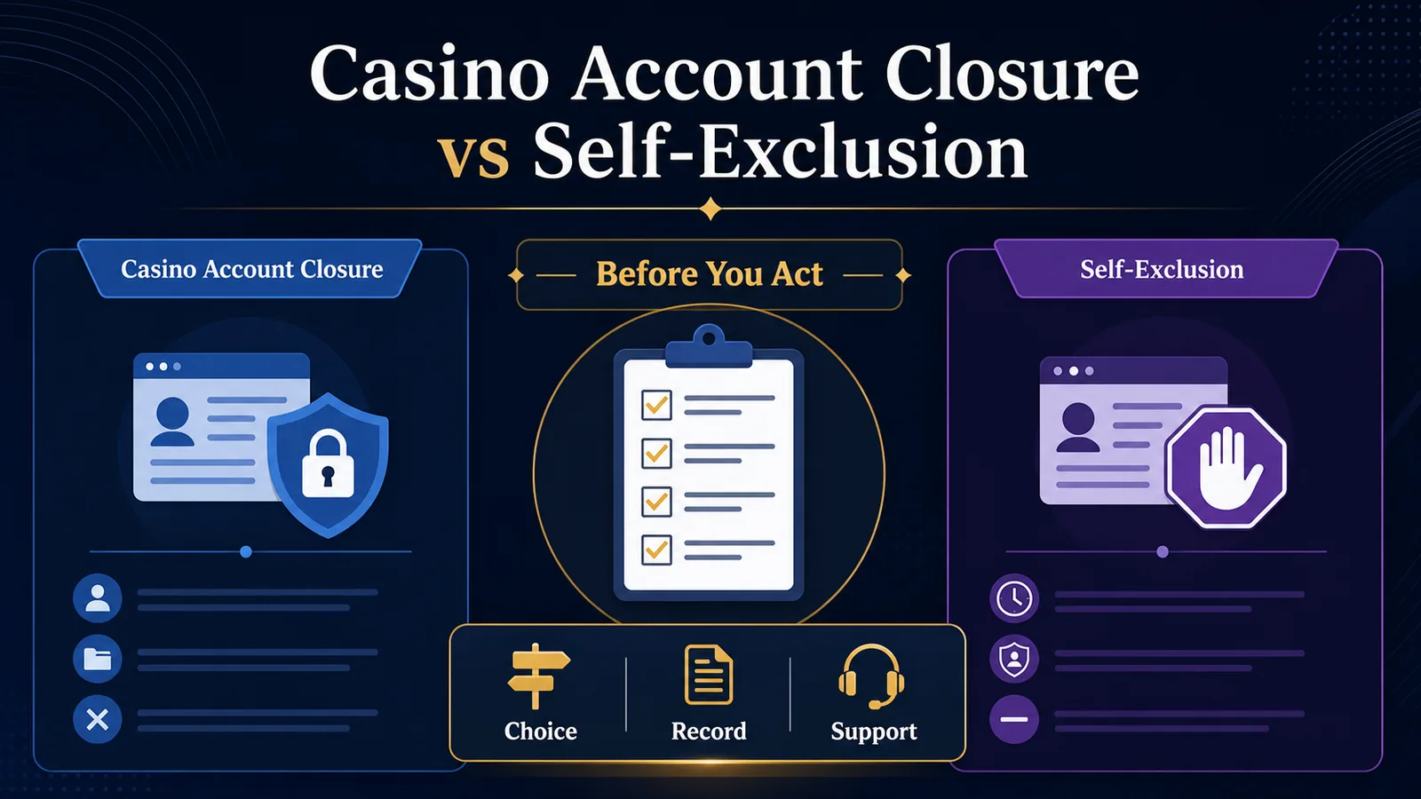 Casino Account Closure vs Self-Exclusion: What Changes Before You Act? - Account | Break | Support