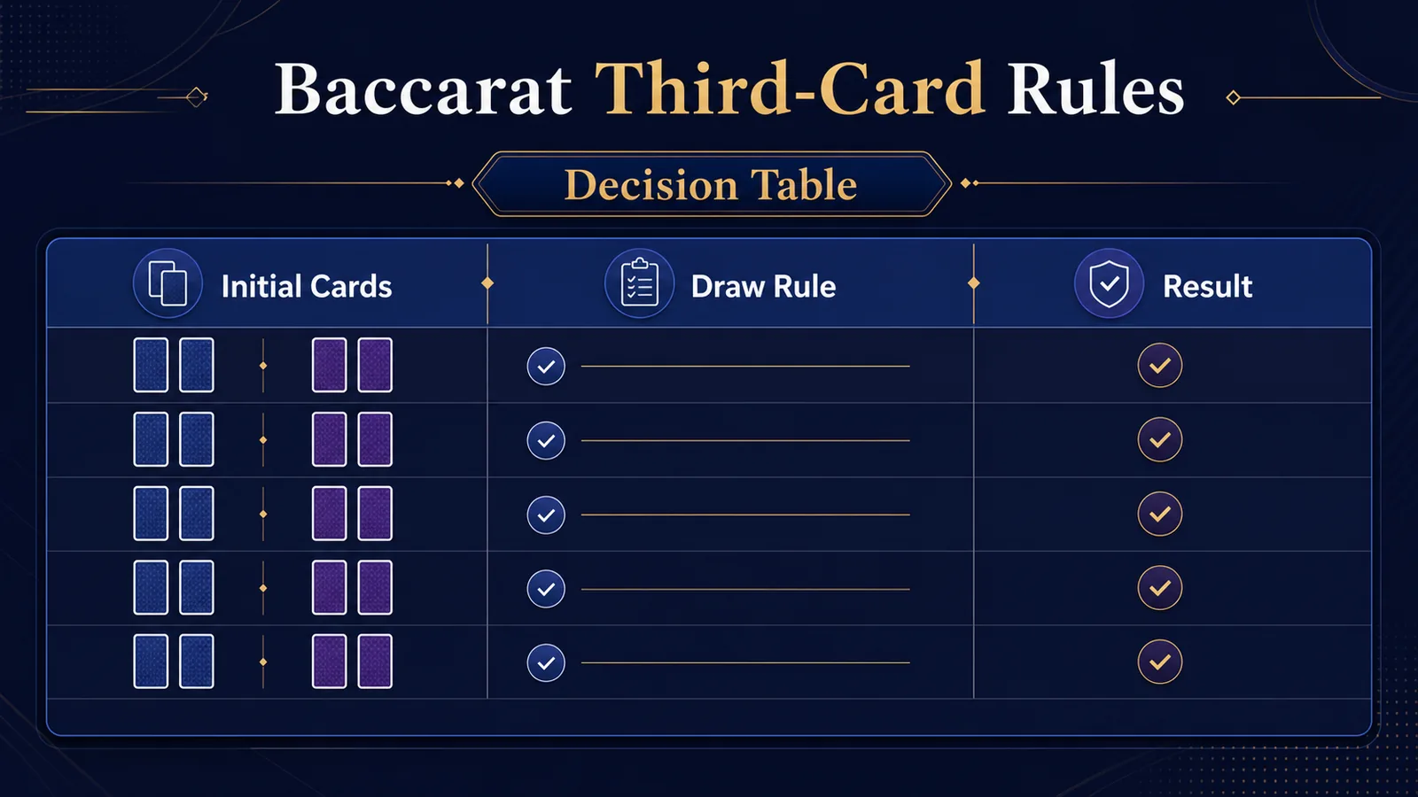 Baccarat Third-Card Rules: A Plain-English Decision Table - Player | Banker | Stand