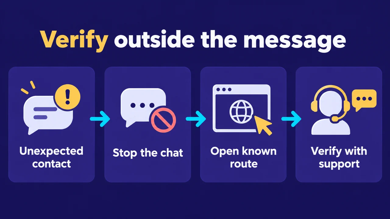 Fake Casino Support Messages: Verify the Contact Before Sharing Anything